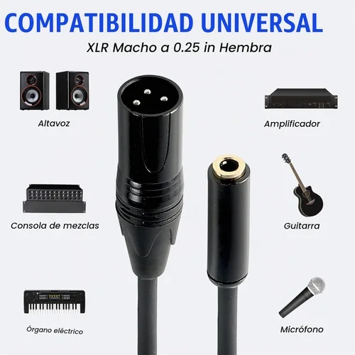 Vista 3 de Cable XLR a 1/8, 3 pines XLR macho a 1/8 pulgadas 0.1 in hembra estéreo mono adaptador de audio convertidor cable de interconexión