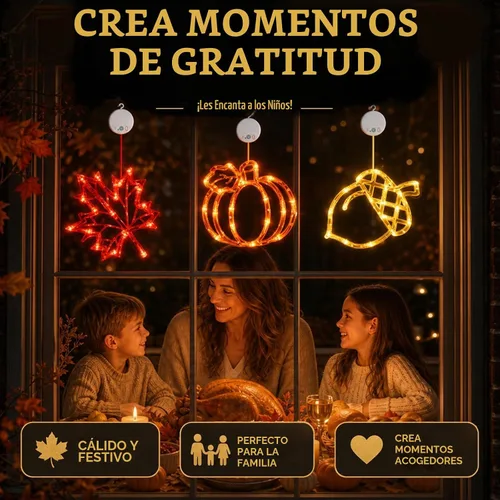 Vista 5 de LOLStar Acorn Maple Leaves Pumpkin Thanksgiving Lights, 3 Pack Rechargeable
