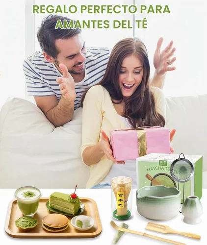 Vista 7 de JBER Matcha Set, 7PCS Matcha Whisk Set with Bamboo Whisk for Matcha Starter Gradiente verde claro