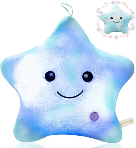 Vista 16 de Glow Star - Almohada con luz LED de noche, animales de peluche para niñas y niños, almohadas de peluche para adultos y niños, para fiestas