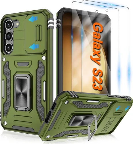 Vista 99 de Atump Funda para Motorola Moto G Play 2024 (4G) con [paquete de 2] protector de pantalla HD y cubierta para cámara deslizante, soporte de anillo