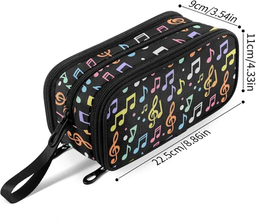 Vista 2 de Fustylead Estuche para lápices de gran capacidad para notas musicales, bolsa de maquillaje multiusos, bolsa de almacenamiento para oficina