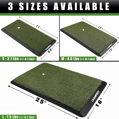 Vista 8 de CHAMPKEY Premium Synthetic Turf Golf Hitting Mat Heavy Duty Rubber Base Golf Practice Mat Come with 1 Rubber Tee and 9 Plastic Tees