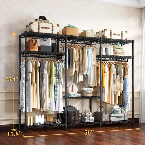 Vista 6 de Raybee Perchero de Ropa de Servicio Pesado Capacidad de Carga 795 LBS Percheros de Ropa Portátiles para Colgar Ropa Perchero Ajustable, 56" An x 16