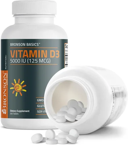 Vista 6 de Bronson Vitamina D3 5000iu (125mcg) Suministro de 1 año para una función muscular saludable y apoyo inmunológico, sin OMG, 360 tabletas