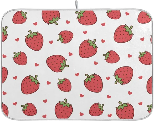 Vista 16 de Tapete de secado de platos de flores de fondo negro para encimera de cocina de 18 x 24 pulgadas, tapete de microfibra absorbente, tapete de secado