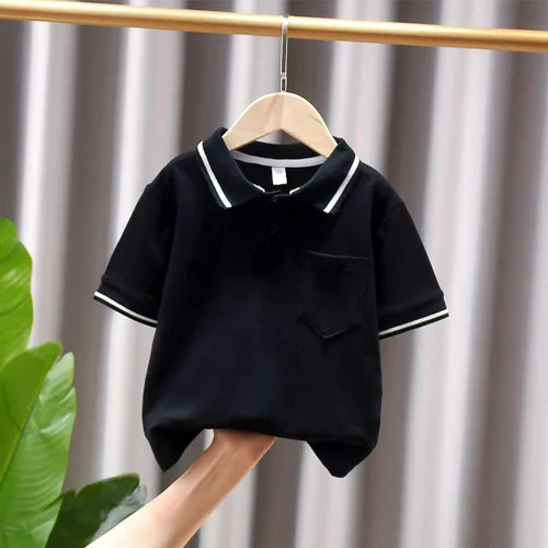 Vista 2 de Camisa polo de manga corta para niños pequeños, linda camiseta de verano para uniforme