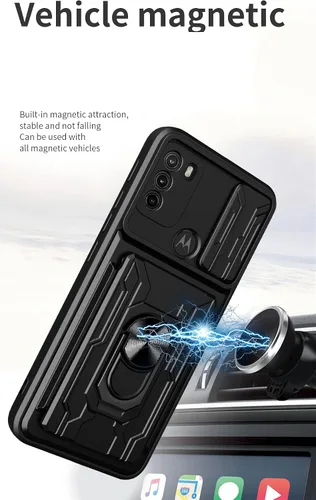 Vista 10 de CCSmall - Funda para Motorola Moto G60 con tarjetero para cámara LJK color negro