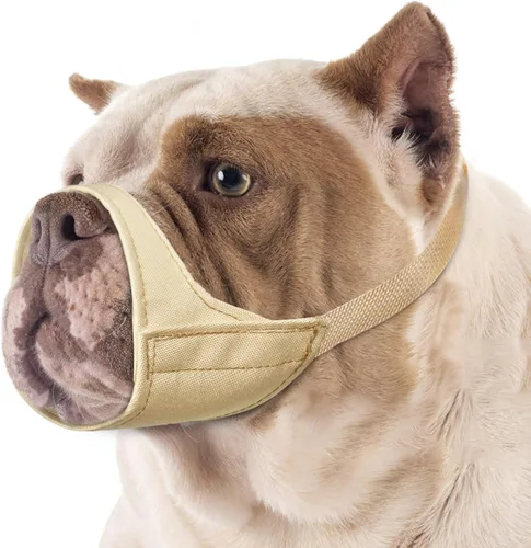 Vista 14 de Mayerzon Bozal de Hocico Corto para Perros, Bozal Pequeño para Chihuahua Shih Tzu American Bully Boxer Cachorro, Cubierta Bucal de Tela Suave