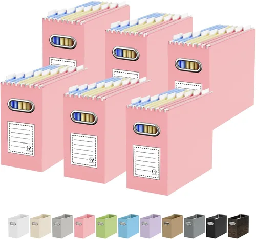 Vista 37 de Oterri Caja Organizadora de Archivos de Cartón para Carpetas Colgantes Tamaño Carta, Caja de Archivos para Escritorio de Computadora, Archivador