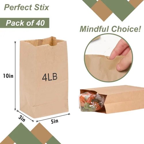 Vista 2 de Perfect Stix - Bolsa marrón Perfect Stix de 4 libras 40 - 2 mwhite Bolsa marrón de 4 libras - Paquete de 40 bolsas