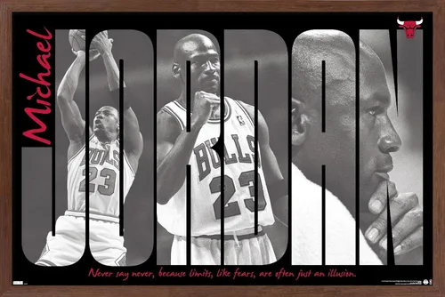 Vista 10 de Trends International Michael Jordan - Póster de pared con texto en inglés "Never Say Never Say Never", 22.4 pulgadas de largo x 14.7 pulgadas
