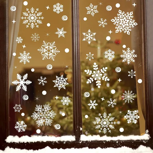Vista 13 de Adhesivos navideños y calcomanías de Navidad para decoración de ventanas