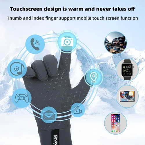 Vista 5 de YKYWBIKE Guantes de ciclismo de invierno para hombres y mujeres, guantes de bicicleta acolchados para pantalla táctil, resistentes al agua