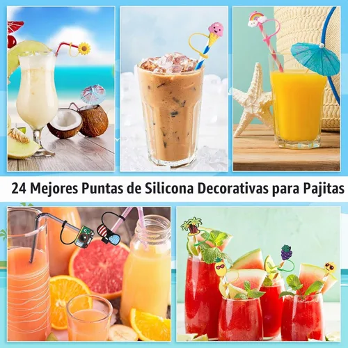 Vista 6 de Irenare 24 fundas para pajillas, tapas reutilizables de silicona, tapas a prueba de salpicaduras para popotes de 0.315 a 0.315 pulgadas