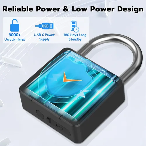 Vista 5 de Candado de huellas dactilares, Dhiedas Pad Lock con huella dactilar Bluetooth llave impermeable resistente cerradura de combinación para valla al