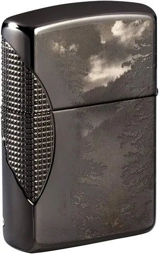 Vista 8 de Encendedores Zippo Lobo Armadura Negro Hielo Lobo Luna Diseño