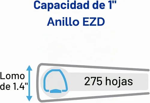 Vista 2 de Avery Carpeta de Vista Resistente con 3 Anillas, Anillos EZD de Un Toque de 1", 1 Carpeta Azul Marino (79809)