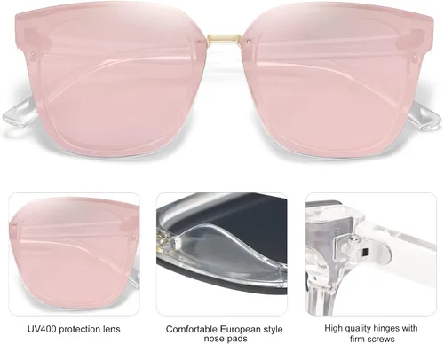 Vista 5 de SOJOS Gafas de sol cuadradas de moda de gran tamaño para mujer, sombras de moda SJ2116