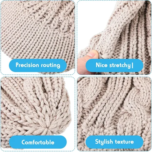 Vista 4 de SATINIOR 3 piezas de las mujeres 50 lana Newsboy Cap invierno sombrero visera boina clima frío punto cálido invierno sombrero