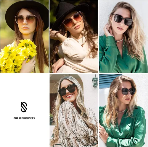 Vista 3 de SOJOS - Lentes de sol de gran tamaño, a la moda, para mujeres y hombres