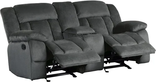 Vista 5 de Homelegance Laurelton - Sofá reclinable de microfibra de 79 pulgadas con consola, color gris