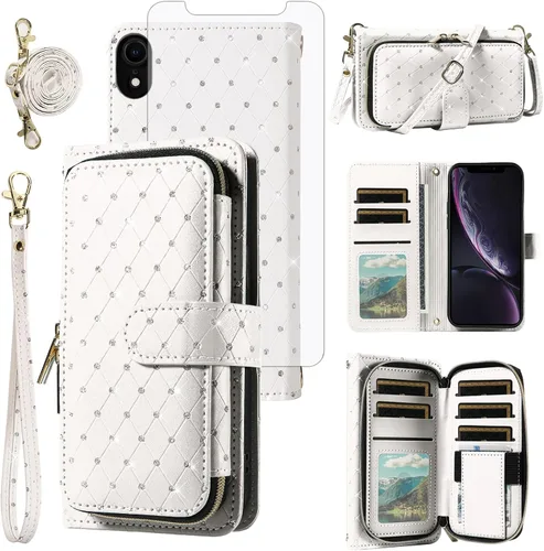 Vista 101 de Funda para teléfono iPhone 6 6S con cremallera y protector de pantalla con protector de pantalla, correa de cordón cruzado, ranura para iPhone 6 Six