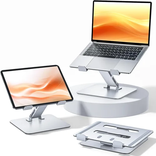 Vista 8 de Soporte ergonómico ajustable para computadora de escritorio, soporte plegable para computadora, atril de aluminio estable, soporte para portátil