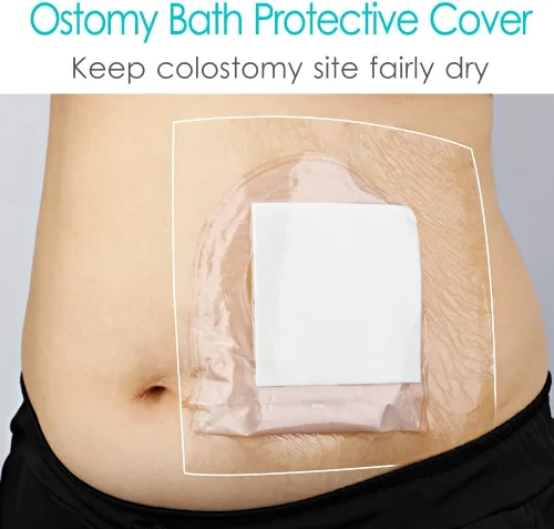 Vista 3 de Ostomy - Funda de ducha impermeable para bolsa de ostomía, protector de ducha, protector de ducha, colostomía, bolsas de baño, vendaje adhesivo