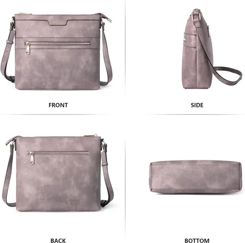 Vista 6 de CHOLISS Bolsos cruzados grandes para mujer, monederos de tamaño mediano para mujer con cuero vegano, Púrpura, Bolsos cruzados para mujer