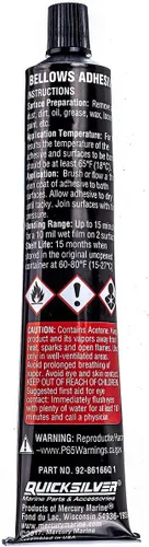 Vista 3 de Quicksilver 86166Q1 Adhesivo de fuelle – Resistente al aceite, grasa, gasolina y agua – Tubo de 1.5 oz