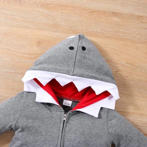 Vista 5 de Infant Newborn Baby Boys Girls Dinosaur Shark Long Sleeve Hoodie Romper Onesies Jumpsuit Outfits