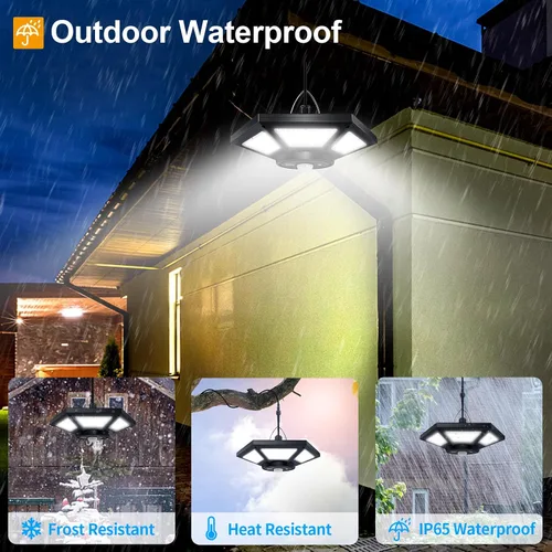Vista 6 de AEQ - Luz solar de cobertizo para interiores y exteriores, funciona durante el día con control remoto, iluminación de 360°, impermeable, luces