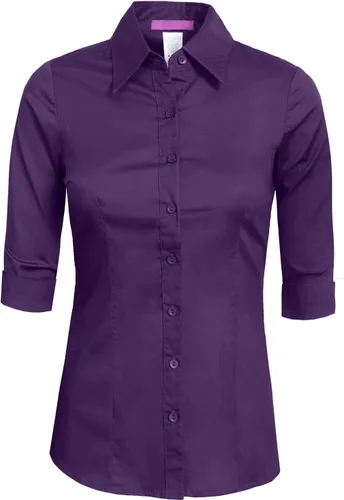 Vista 32 de NE PEOPLE Camisa de oficina con botones y manga 3/4 a medida para mujer