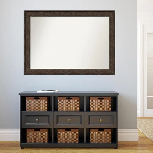 Vista 154 de Amanti Art Espejo de pared personalizado no biselado (25 x 25 pulgadas), marco de bronce acentuado, varios tamaños personalizados, espejo de baño