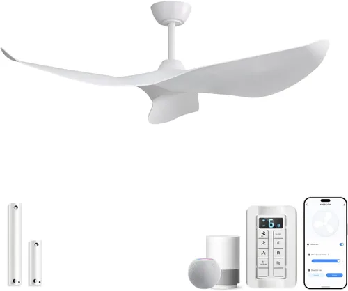 Vista 10 de Sofucor Ventilador de techo sin luz, ventilador de techo moderno de 52 pulgadas con control remoto para interior, granja, dormitorio, sala de estar