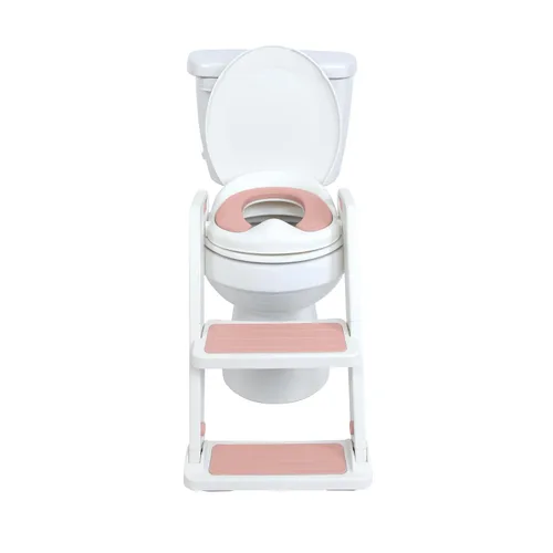 Vista 7 de Nuby Step Ladder - Asiento de inodoro para niños pequeños, asiento de inodoro todo en uno con escalera para niños de 18 meses en adelante, color rosa