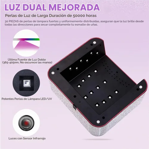 Vista 3 de Luz UV para uñas, lámpara UV recargable para uñas