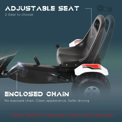 Vista 4 de Pedal Go Kart para niños, estilo carreras, asiento ajustable y palanca