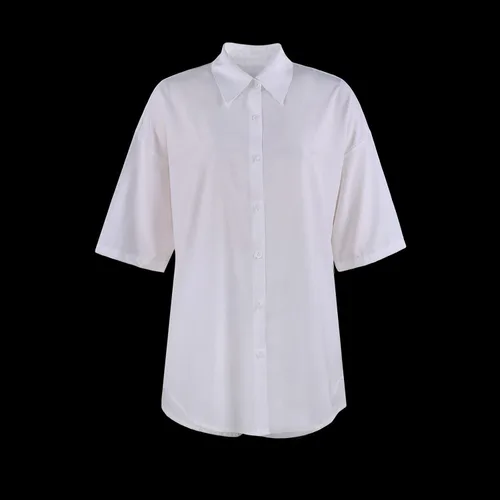 Vista 3 de Conjunto casual de 2 piezas para mujer, conjunto de camisa de lino de algodón liso con botones, pantalones cortos de cintura alta, conjuntos de ropa