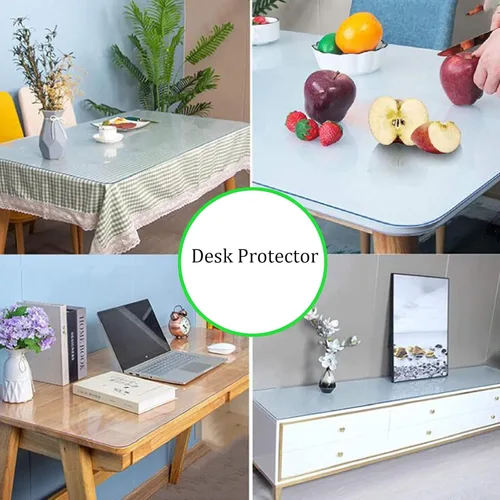 Vista 6 de Mantel de vinilo transparente rectangular de plástico, impermeable, resistente al aceite, protector de mesa de PVC para cocina, mesa de comedor