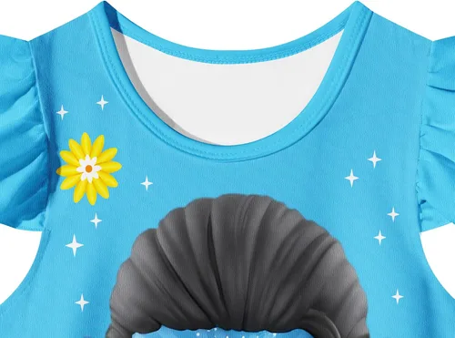 Vista 3 de GUOG Vestido de noche para niñas pequeñas, lindo camisón Neytir pijama, camisón de línea A, manga con volantes, cuello redondo