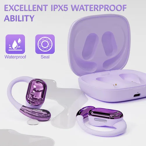 Vista 3 de TUINYO Auriculares inalámbricos con gancho para la oreja, resistentes al agua IPX5, conexión Bluetooth estable de un solo paso con larga