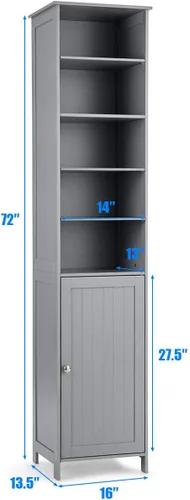 Vista 3 de GLACER Gabinete de almacenamiento de 72 pulgadas de alto, gabinete de piso de baño con estantes ajustables, gabinete de almacenamiento estrecho que