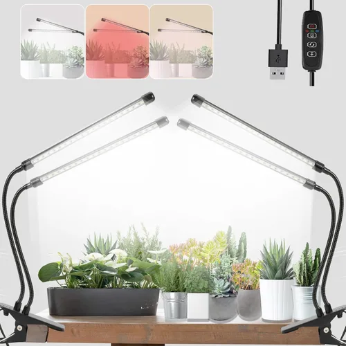 Vista 9 de Luces de Cultivo para Plantas de Interior 20 LED, Luces de Cultivo de Plantas de Interior de Espectro Completo Auto Encendido Apagado