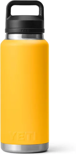 Vista 5 de YETI Rambler - Botella de 36 onzas, aislada al vacío, a prueba de fugas, de acero inoxidable con tapón para sorbos Alpine Amarillo