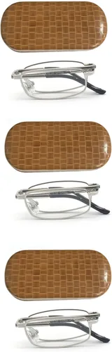 Vista 9 de Paquete de 3 gafas de lectura plegables unisex, color negro, bronce y plateado