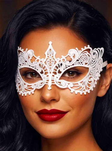 Vista 10 de HEREAD Máscara de encaje negra para disfraz de Halloween, máscara de ojos para mujer