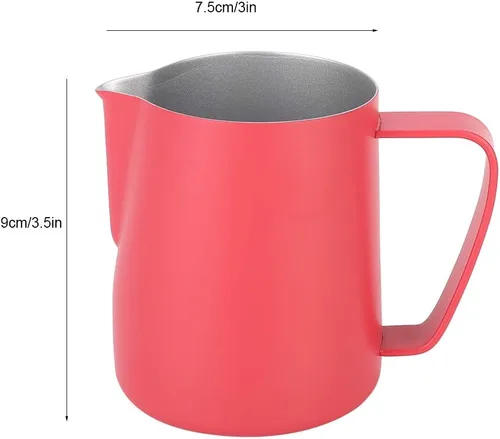 Vista 9 de Vaso espumador de leche, jarra de espuma de leche, jarra de acero inoxidable, espumador de leche, jarra de espuma de leche, recipiente para café