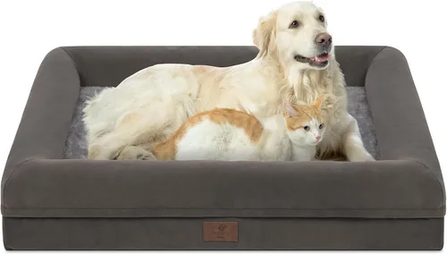 Vista 31 de Cama ortopédica grande para perros, cama impermeable para perros con funda extraíble, sofá suave para mascotas con 4 lados extraíbles y base